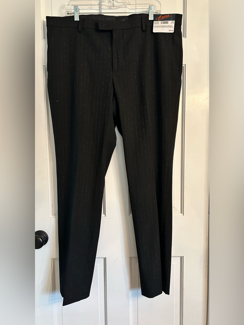 Egara Black Pinstripe Skinny Dress Pants